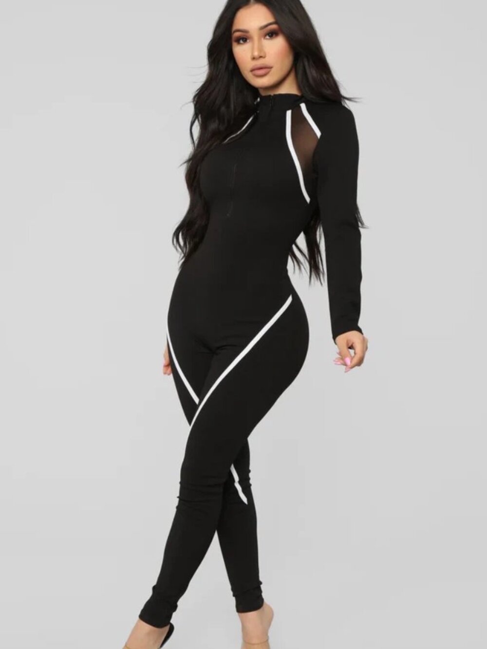 Fashion Nova Dare to Care Black and White Jumpsuit - Picture 1 of 5
